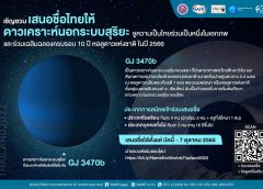 สดร. ชวนเสนอชื่อไทยให้ดาวเคราะห์นอกระบบสุริยะ ชูความเป็นไทยร่วมเป็นหนึ่งในเอกภพ