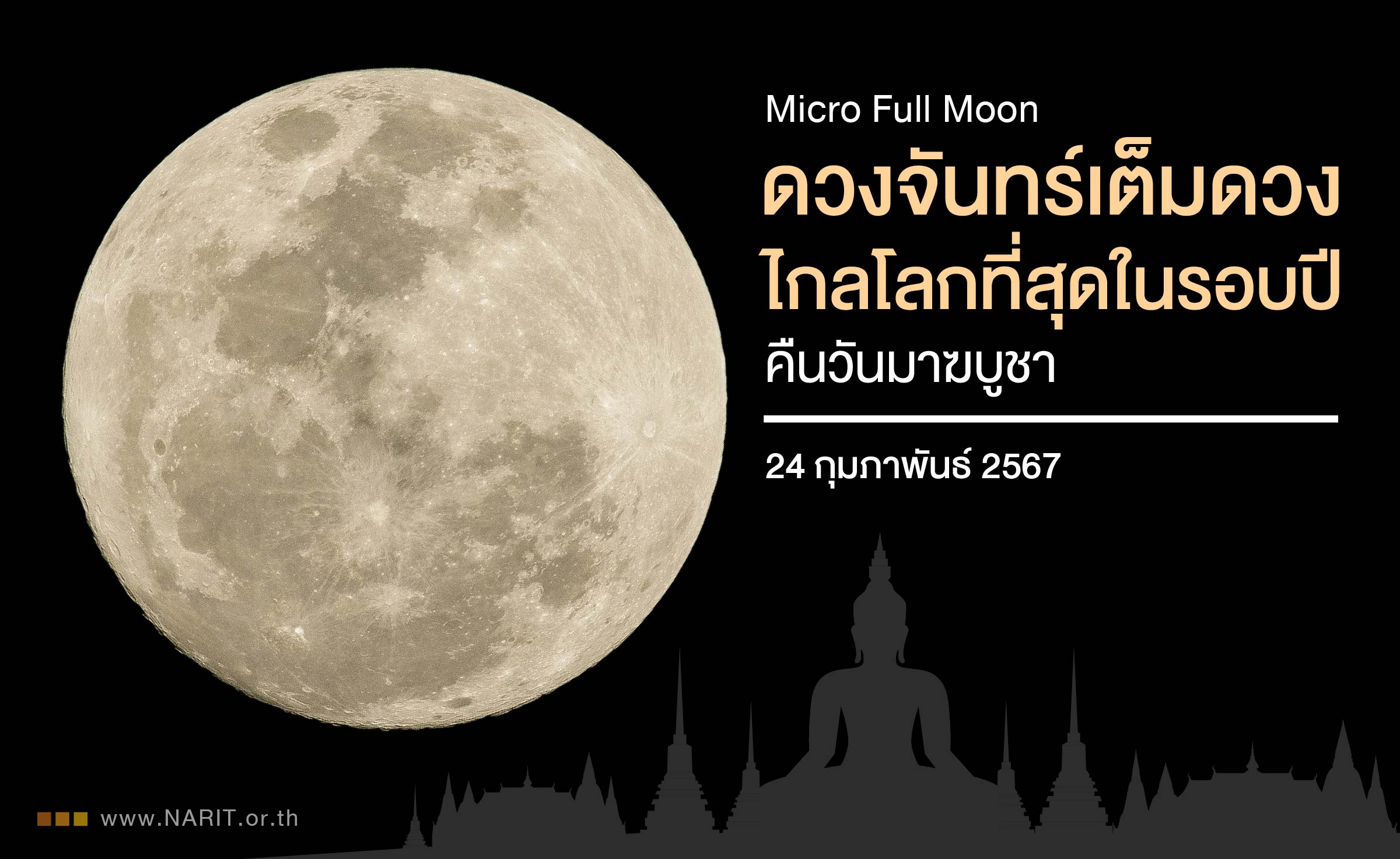24 กุมภาพันธ์ คืนวันมาฆบูชา “ดวงจันทร์เต็มดวงไกลโลกที่สุดในรอบปี”